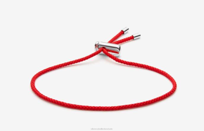 Oliver Cabell Cameron Cord Bracelet Men PJDR205 Accessories Red/Silver