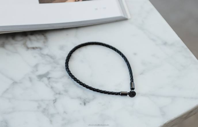 Oliver Cabell Gordon Leather Bracelet Men PJDR218 Accessories Black