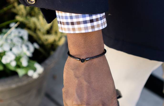 Oliver Cabell Gordon Leather Bracelet Men PJDR218 Accessories Black