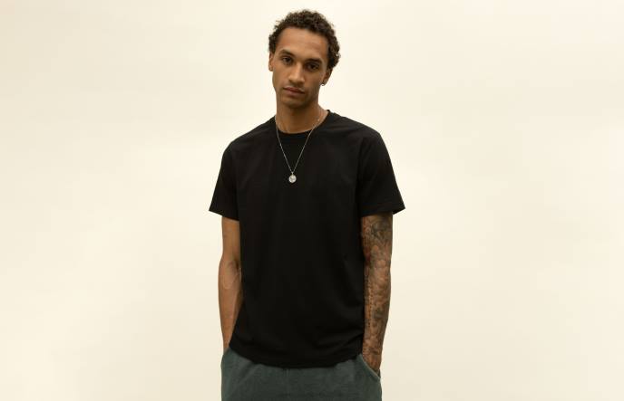 Oliver Cabell Curved Hem Tee Men PJDR246 Clothes Black