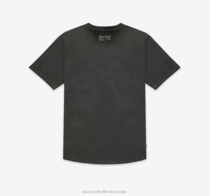 Oliver Cabell Curved Hem Tee Men PJDR248 Clothes Charcoal