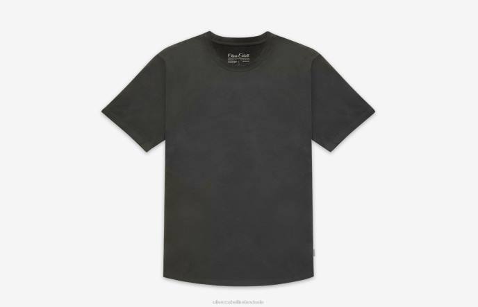Oliver Cabell Curved Hem Tee Men PJDR248 Clothes Charcoal