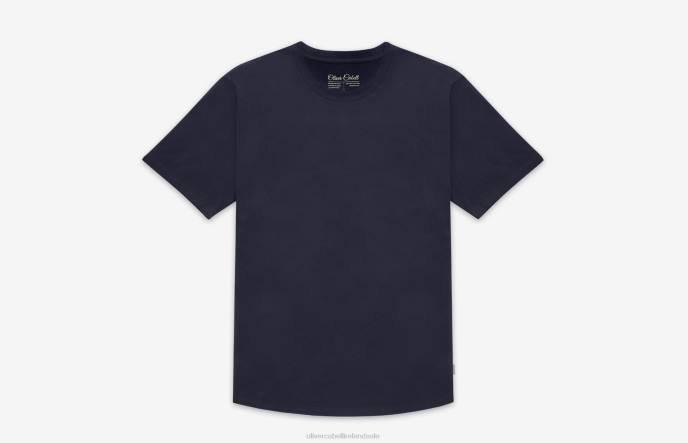 Oliver Cabell Curved Hem Tee Men PJDR249 Clothes Navy